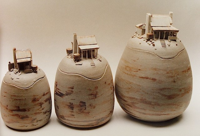 Canisters with flea size buildings. The rainwater tank was about 8mm in diameter. 