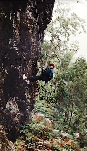 Bev on the rock in the 1990s. 