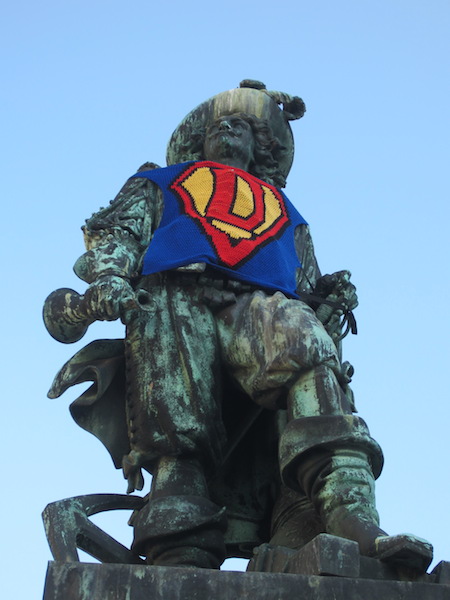 French Lieutenant General Abraham Duquesne (c.1610-1688) bade us farewell from the Dieppe ferry terminal. His winter vest was hand crocheted. 