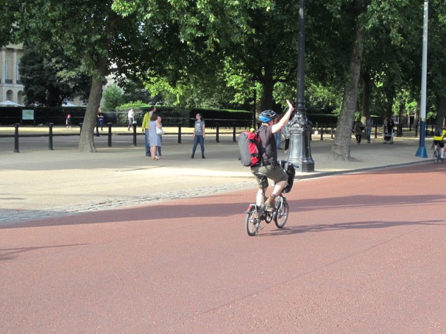 Laurent leading us to St James Park and waving us goodbye.