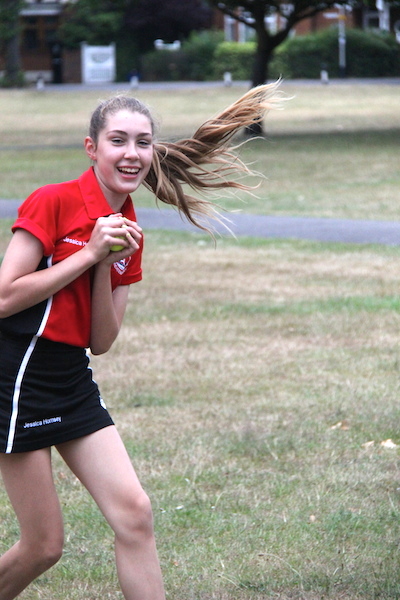 Jess, daughter of our London friends. Camera set to Sport mode (3.7 frames per second) and using 18-200mm lens approximately 50 metres from subject. (Canon 600D) 