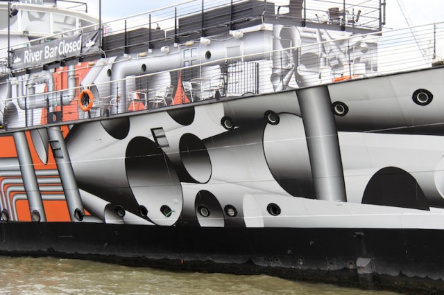 HMS President (1918) is moored near Temple at Victoria Embankment on the north bank of the River Thames (Canon 600D) 